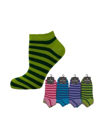 Ladies Two Colour Stripe Trainer Socks