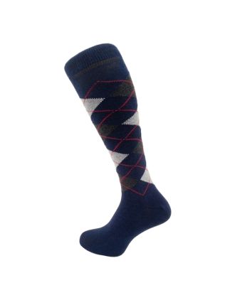 Navy and Grey Argyle Design Mens Knee High Socks