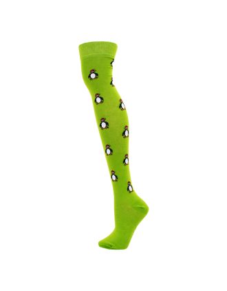 Penguin Design Green Over the Knee Socks