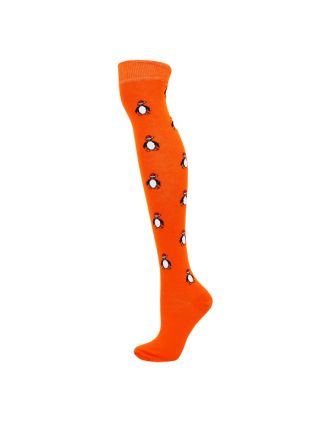 Penguin Design Orange Over the Knee Socks