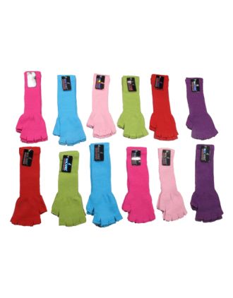 Plain Bright Assorted Fingerless Long Gloves