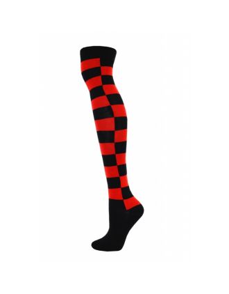 Squares Black & Red Design Over the Knee Socks