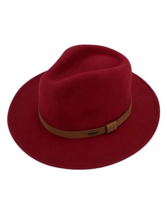 Red Wide Brim Fedora Black Belt