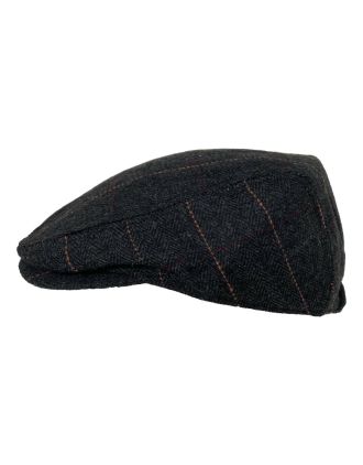 Wool Blend Navy Lines With Tan And Red High Quality Flat Cap Hats