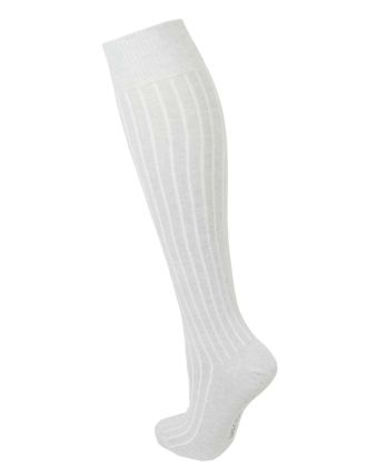 White Ribbed Men's Knee High Socks