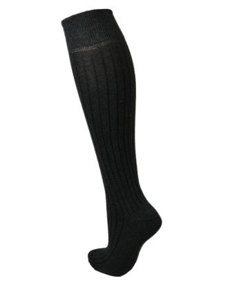 Dark Grey Ribbed Mens Knee High Socks