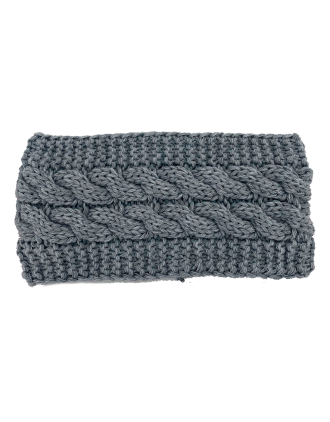 Grey Kable Knitted Warmer Headband HB-007-2