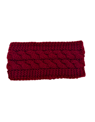 Burgandy Kable Knitted Warmer Headband HB-007-3