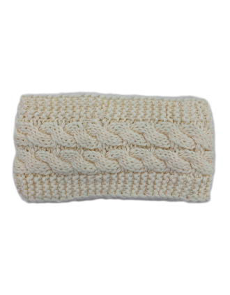 White Kable Knitted Warmer Headband HB-007-6