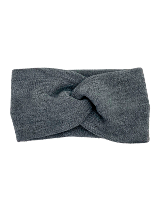 Checked Grey Knitted Headband Bow Style - H-0001-10