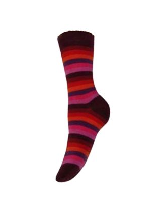 Ladies Autumn Colour Thin Striped Ankle Socks