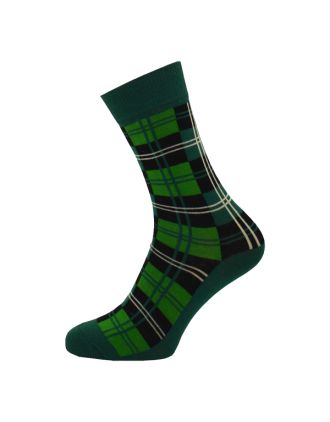 Ladies Green Check Design Ankle Socks