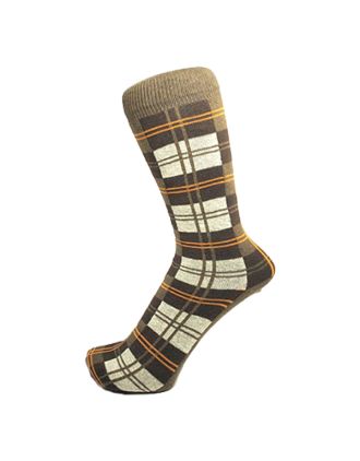 Women's Brown Check Design Ankle Socks