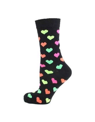 Women's Neon Hearts On Plain Ankle Socks