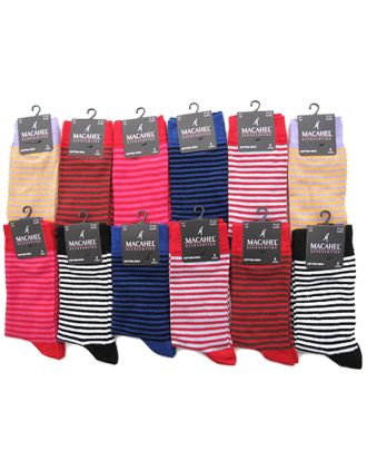 Ladies Assorted Very Thin Stripes Ankle Socks