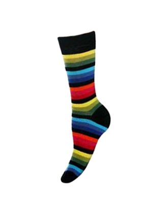 Ladies Dark Rainbow Thin Striped Ankle Socks