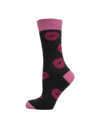 Ladies Lips on Dark Base Assorted Ankle Socks