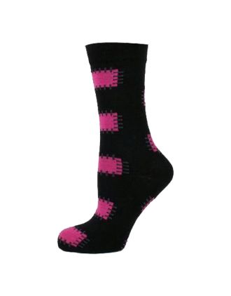Neon Fushia Patchy Design Women Ankle Socks