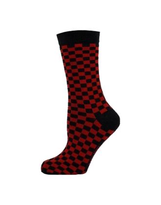 Black & Red Small Square Women Ankle Socks