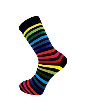 Ladies Dark Rainbow Thin Striped Ankle Socks