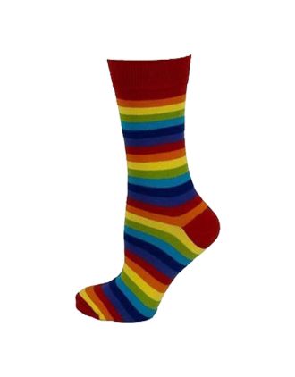 Ladies Red Rainbow Thin Striped Ankle Socks