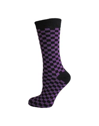 Ladies Black & Purple Small Square Ankle Socks