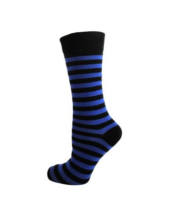 Ladies Ankle Black And Blue Thin Stripe Socks