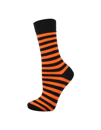 Ladies Ankle Black And OrangeThin Stripe Socks