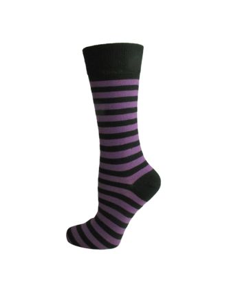 Ladies Ankle Black And PurpleThin Stripe Socks
