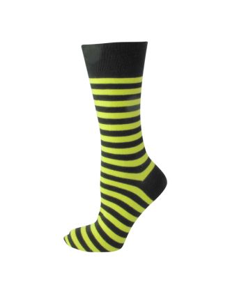 Ladies Ankle Black And Yellow Thin Stripe Socks