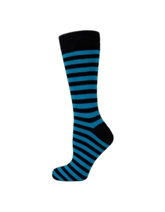 Ladies Ankle Black And Turquoise Thin Stripe Socks