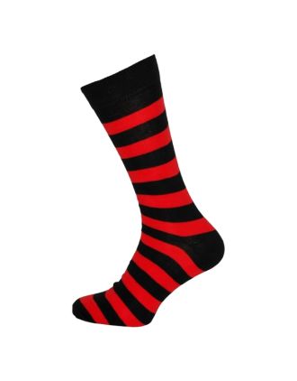 Ladies Ankle Black And Fuchsia Thick Stripe Socks