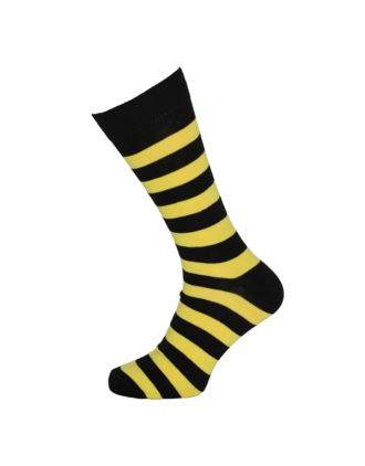 Ladies Ankle Black And Yellow Thick Stripe Socks