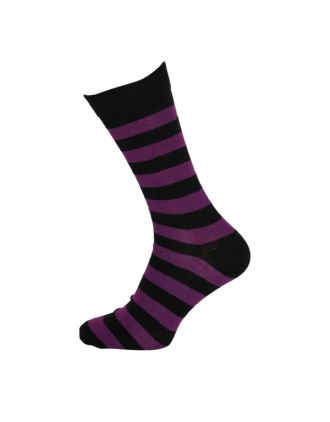 Ladies Ankle Black And Purple Thick Stripe Socks