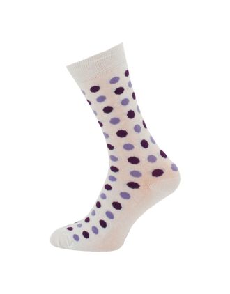 Ladies Ankle Purple Spotted On White Socks