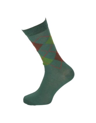 Ladies Ankle Argyle Green On Green Socks