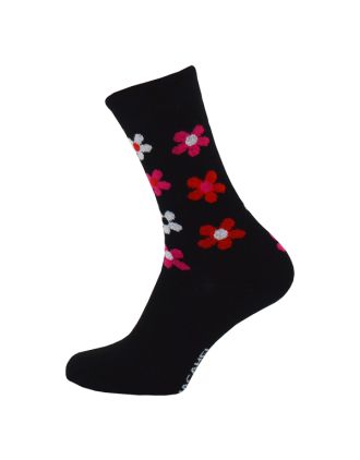 Ladies Ankle Daisy Black Socks