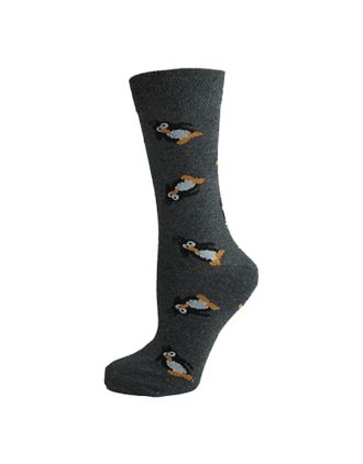 Women's Penguin On Grey Ankle Socks