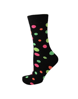 Women's Neon Spots On Black Ankle Socks