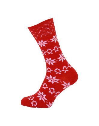 Snowflake Design Red Women Ankle Socks