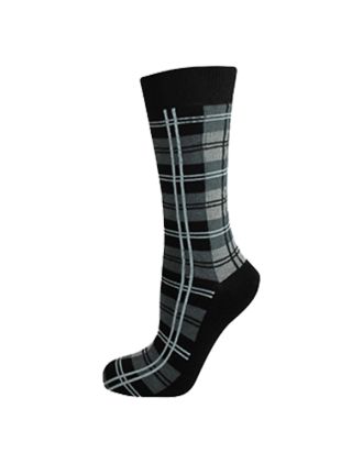  Ladies Ankle Grey Tartan Socks