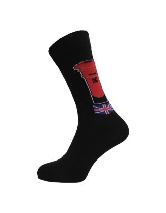 Ladies Ankle Black Post Box Print Socks