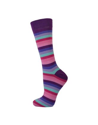 Ladies Ankle Pink Rainbow Stripe Socks