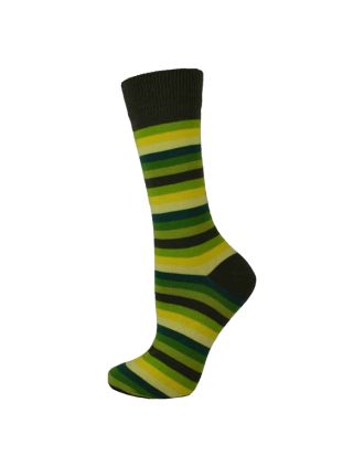 Ladies Ankle Green Rainbow Stripe Socks