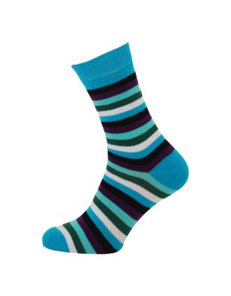 Ladies Ankle Blue Rainbow Stripe Socks