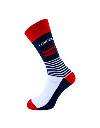 London Bus on Stripes Men Ankle Socks