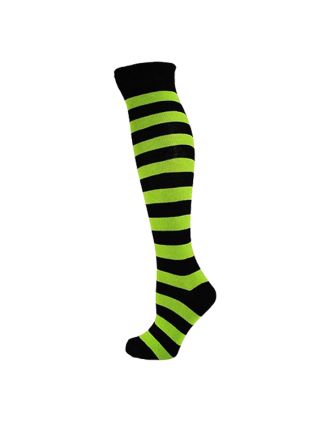 Black and Light Green Thick Stripe Knee High Socks