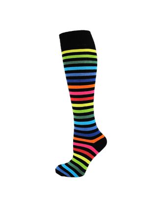 New Dark Rainbow Thin Striped Knee High Socks