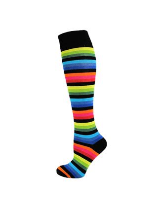 Dark Rainbow Thin Striped Knee High Socks