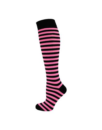Black & Fuschia Thin Striped Knee High Socks